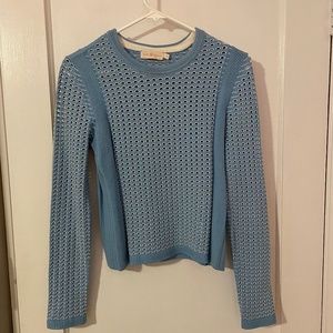 Tory Burch blue honeycomb pullover sweater